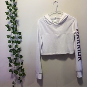 white athletic gym cropped hoodie